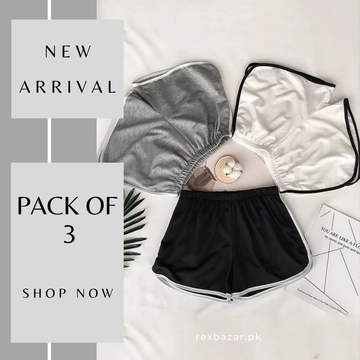 Pack of 3 Plain Shorts For Ladies (OM-303)