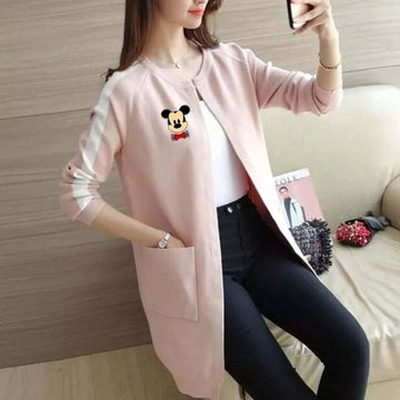 Women's Micky Printed Korean Stripe Style Pocket Upper (OM-7009)