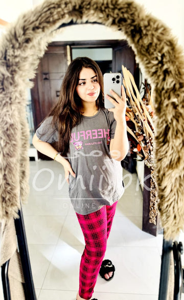 Grey Cheerfull with Check Trouser The Ultimate Dream wear Sleep Suit (OM-18)