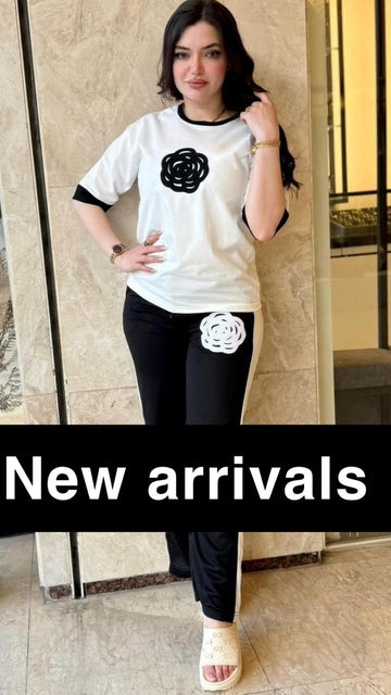 White New Tracksuit Casual Wear For Her (OM-1002)