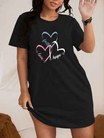 Black Hope Faith Love Print Long Shirt Her (OM-1110)