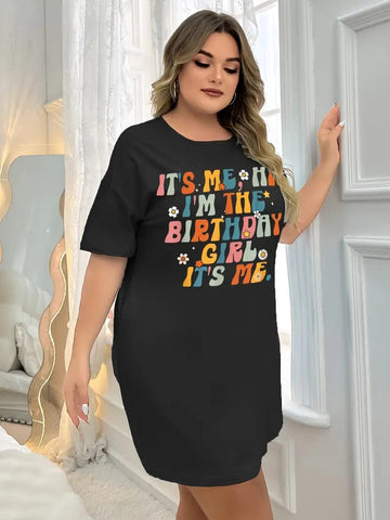 Black Birthday Girl Print Long Shirt For Her (OM-1102)