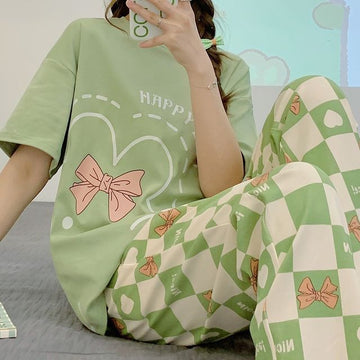 Happy Day Printed Half Sleeves Night Suit The Ultimate Dream Wear Sleep Suit (OM-118)
