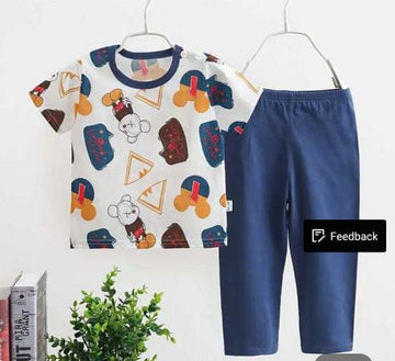White Multi Bears Printed The Ultimate Kids Sleep Suit (OM-366)
