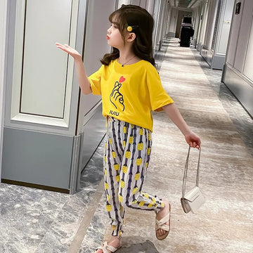 Love Print Half Sleeves T-shirt With Printed Pajama Night Suit for Kids (OM-207)