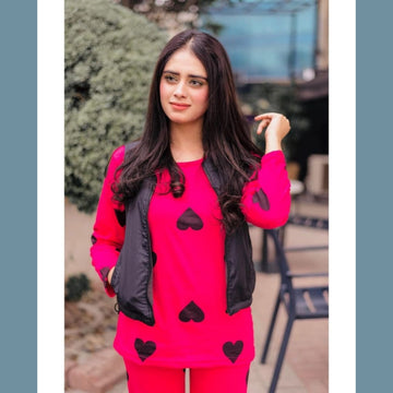 Shocking Pink Hearts The Ultimate Dream wear Sleep Suit (OM-43)