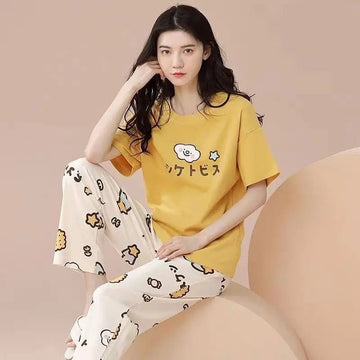 Yellow Printed The Ultimate Dream Wear Sleep Suit (OM-68)