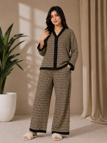 Signature Monogram Printed Button Style Pj Set