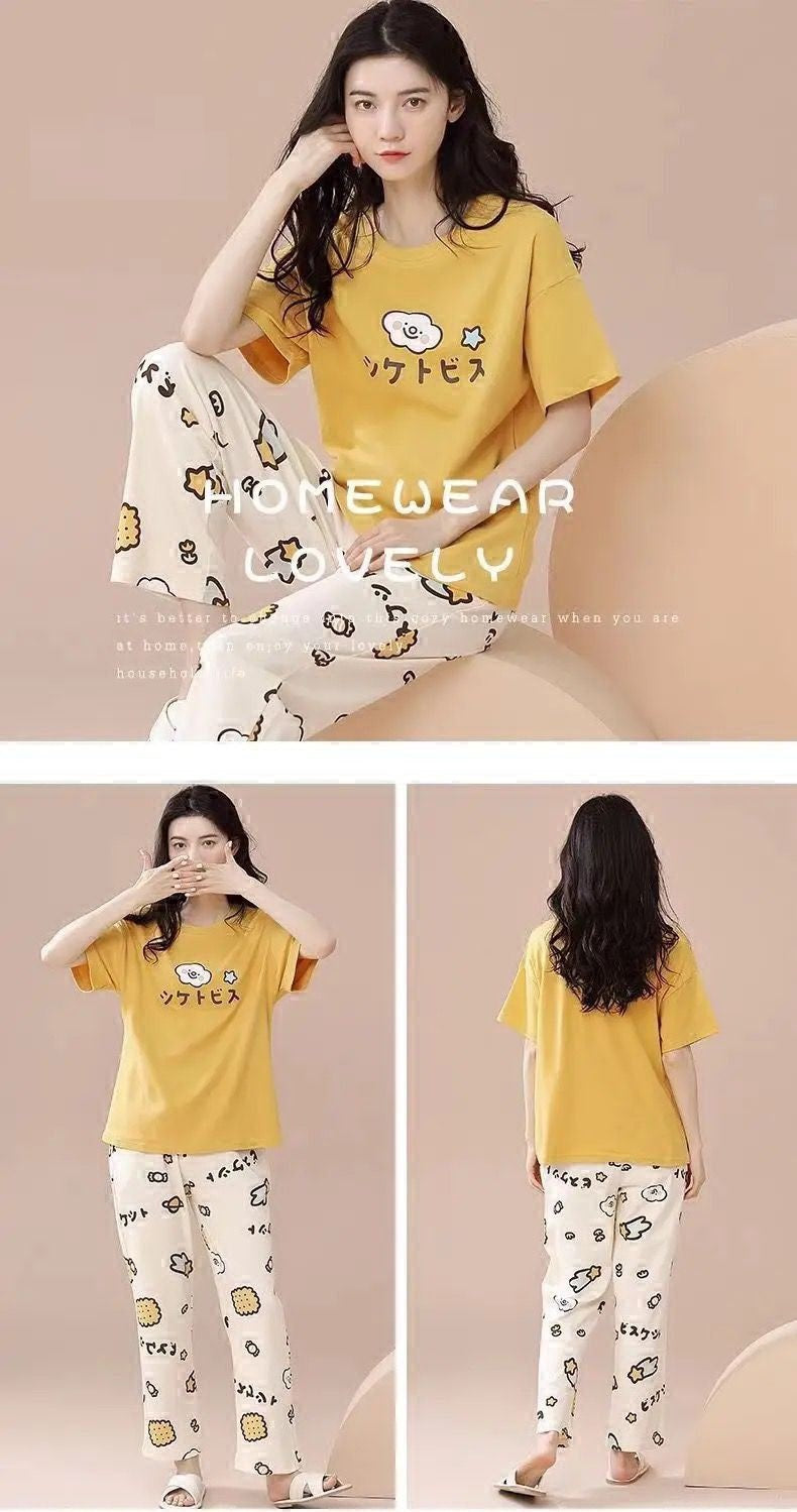 Yellow Printed The Ultimate Dream Wear Sleep Suit (OM-68)