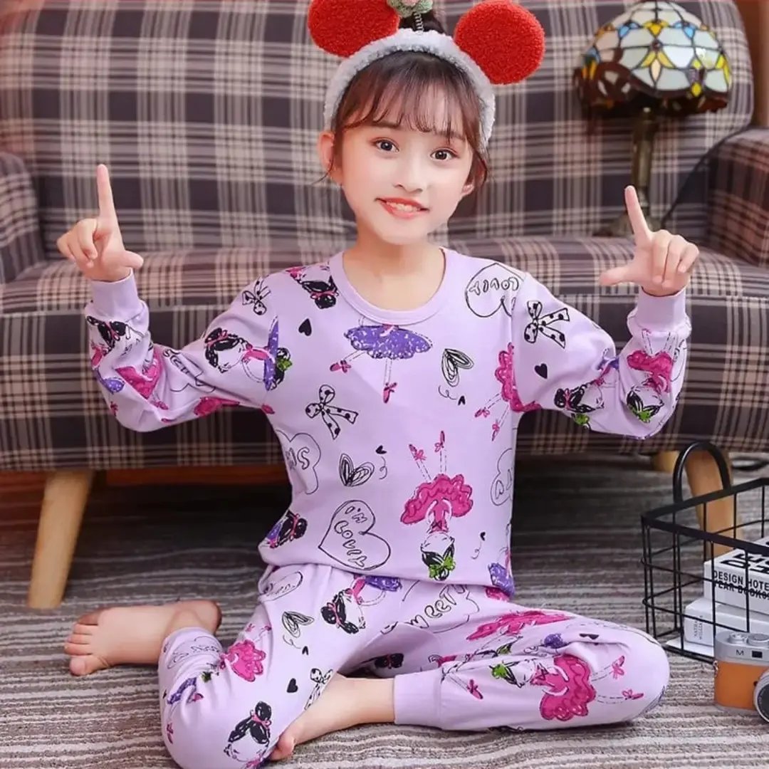 Purple Printed Kids Night Dress For Girls and Boys (1 Pcs) OM-212
