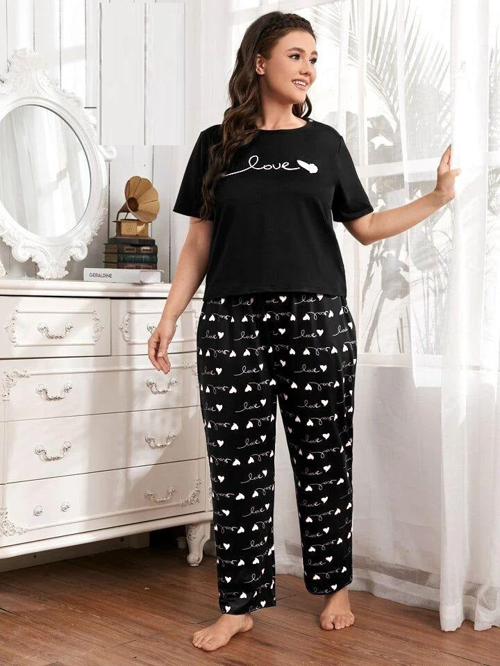 Black Love Printed The Ultimate Dream Wear Sleep Suit (OM-76)