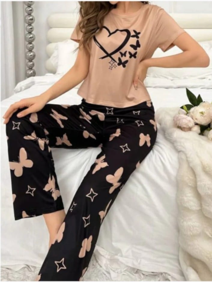 Brown Heart Butterflies The Ultimate Dream Wear Sleep Suit (OM-66)