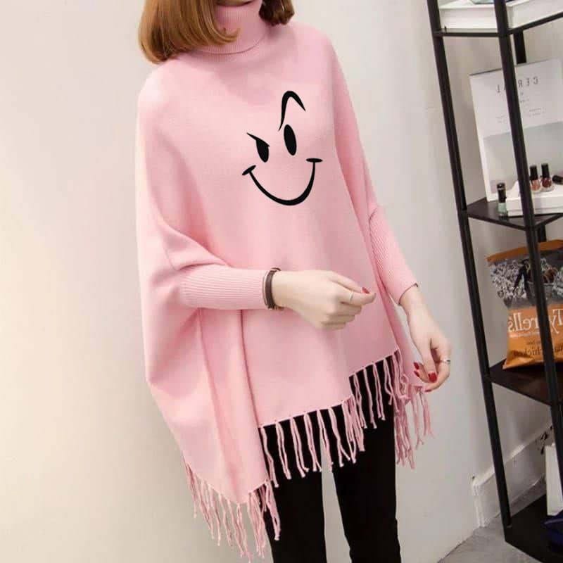 Smile Women's Bat-Wing Style Printed Fleece Poncho (OM-805)