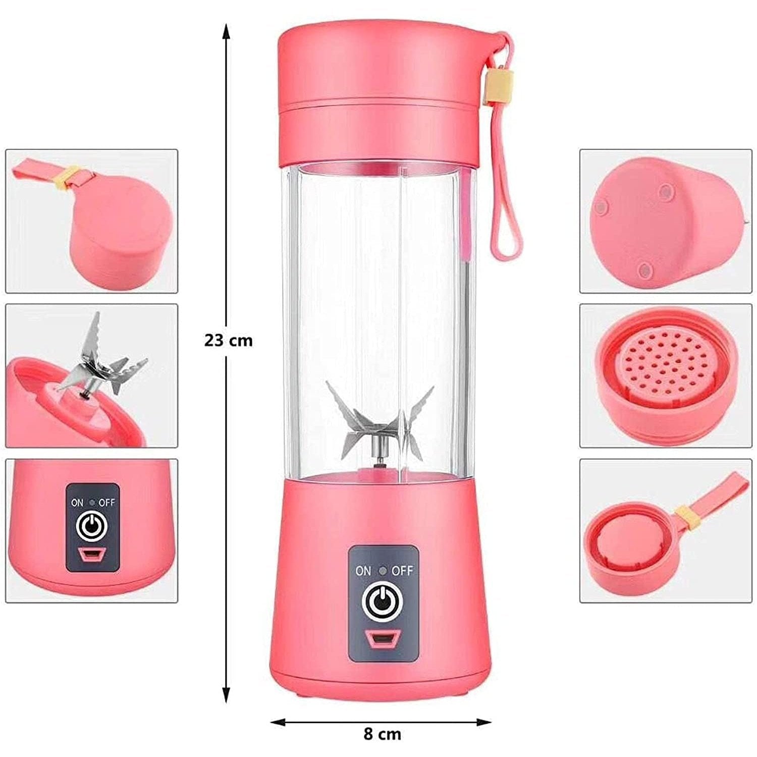 USB Chargeable Juicer Blender 6 Blades 380ml - Portable Juicer Cup & Smoothie Maker