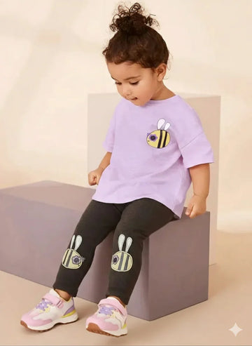 Lilac Honey Bee Printed The Ultimate Kids Suit (OM-394)