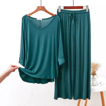 Green Plain V-Neck The Ultimate Dream Wear Sleep Suit (OM-145)