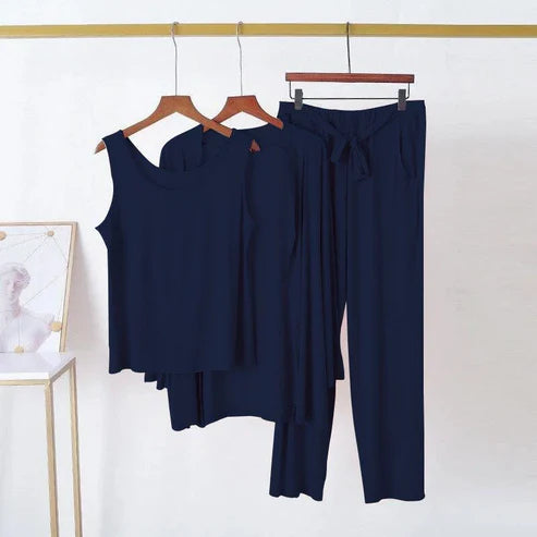 Women’s Elegant Navy Blue 3-Piece Lounge Set ( OM-1143)