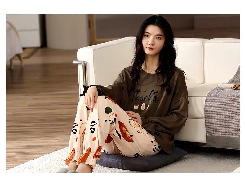 Brown Thanks Frill Sleeves Full Sleeves with Printed Trouser The Ultimate Dream Wear Sleep Suit (OM-145)