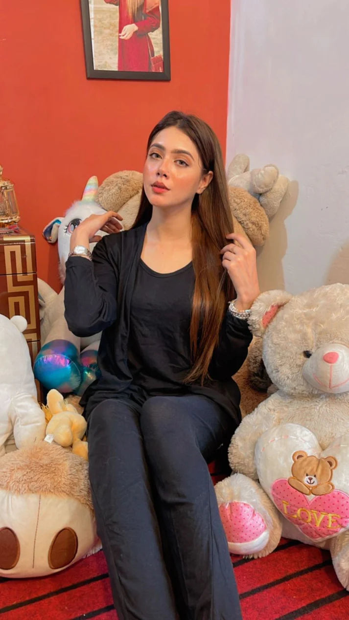 Women’s Elegant Black 3-Piece Lounge Set (OM-1148)