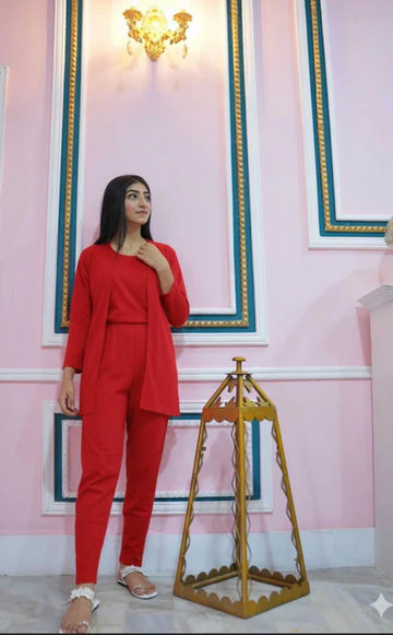 Women’s Elegant Red 3-Piece Lounge Set ( OM-1144)