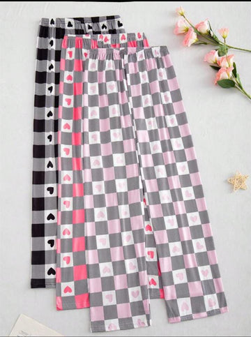New Pack of 3 Checkered Hearts Printed Plazo For Her