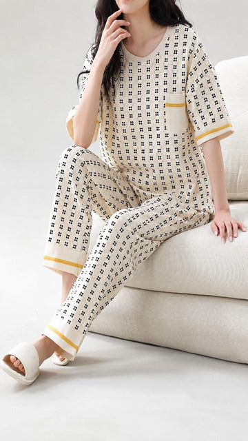 Minimal Print half sleeves The Ultimate Dream Wear Sleep Suit (OM-190)
