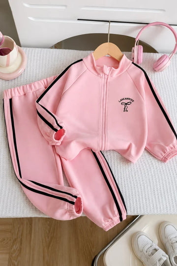 Pink Sporty Zipper Kids  Winter Track Suit omii.pk