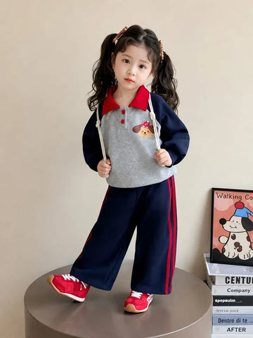 Adorable Puppy Print Kids Winter Track Suit omii.pk