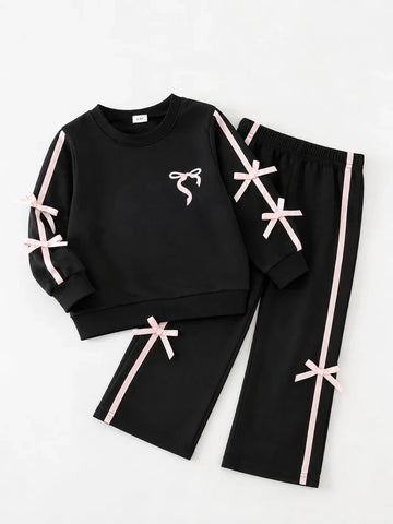 Black Bow Charm Girls Winter Track Suit omii.pk