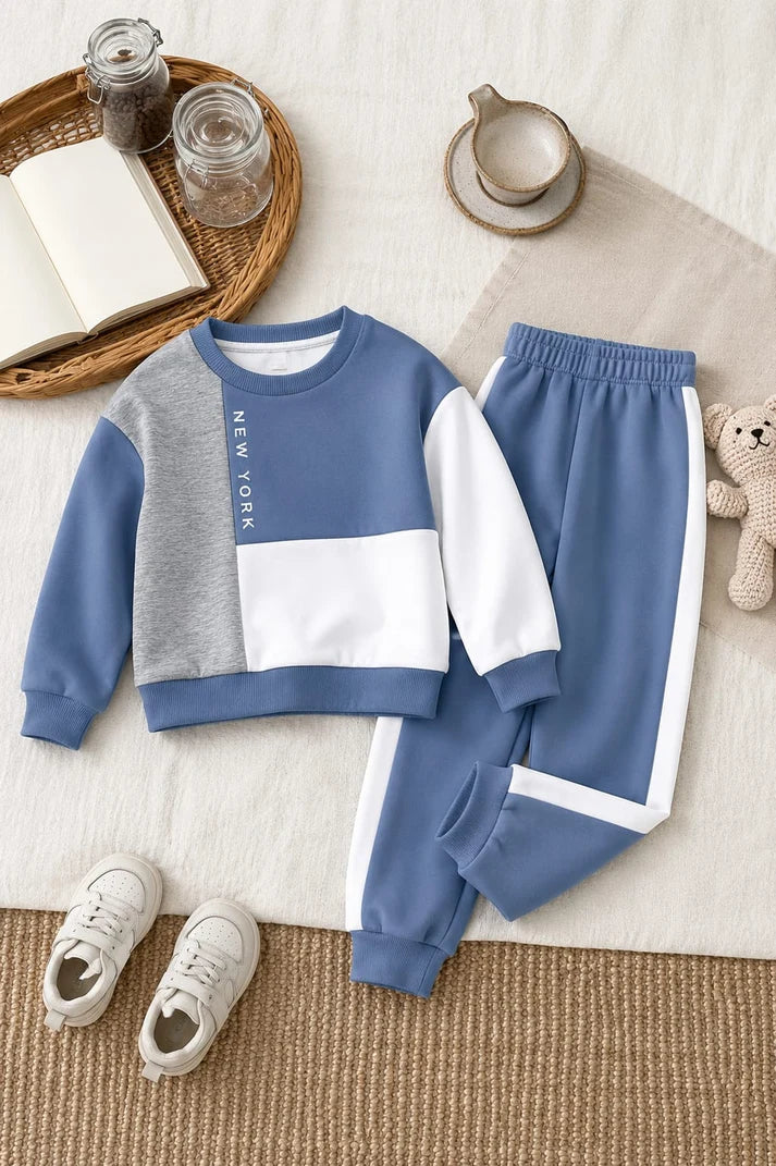 New York Color Block Kids Winter Track suit omii.pk