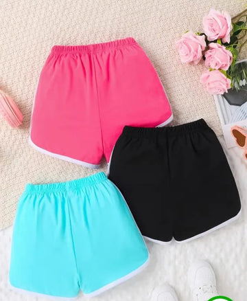 Pack of 3 Plain shorts for Women (pink , black , sky blue)(OM-305)