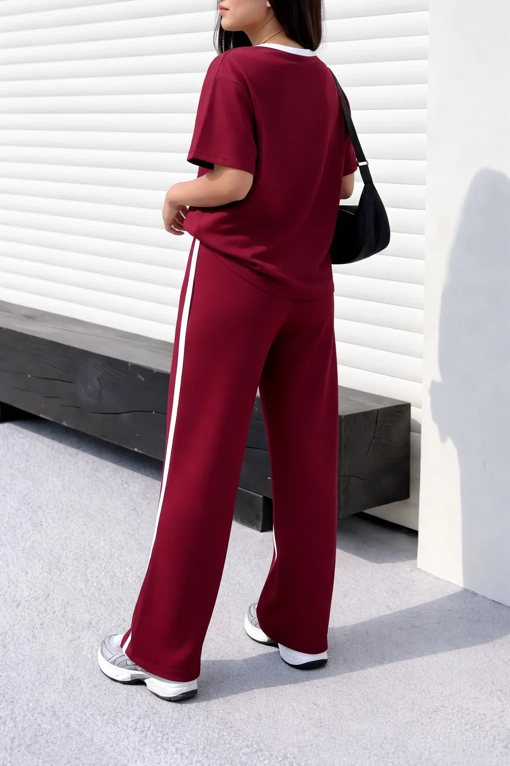 (New) Maroon with white round Neck night suit with White panel plazo pajama The Ultimate Dream Wear Loungwear (OM-1158)