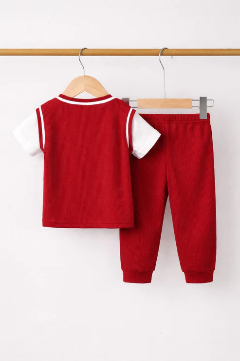 Red half sleeves Mama's Boy kids night suit The Ultimate Kids Sleep Suit (OM-402)