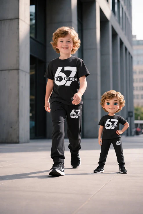 Black half sleeves 67 printed kids suit The Ultimate Kids Sleep Suit (OM-405)