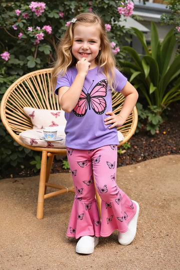 Purple Big butterfly printed half sleeves t shirt with butterfly printed pjs kids suit The Ultimate Kids Sleep Suit (OM-408) The Ultimate Kids Sleep Suit (OM-409)