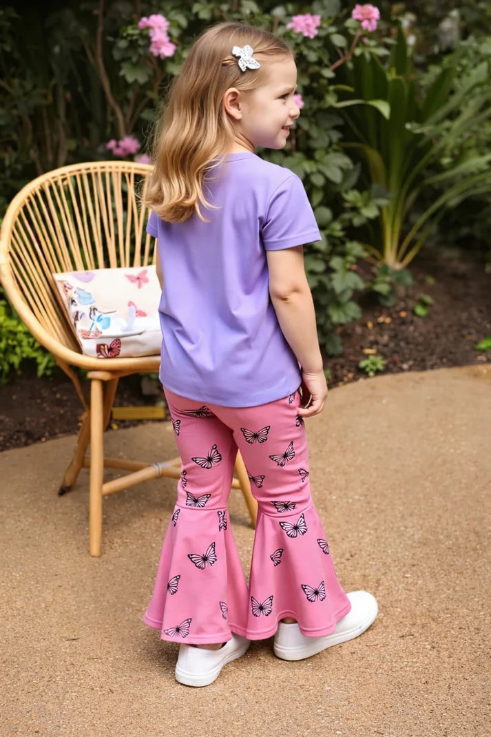 Purple Big butterfly printed half sleeves t shirt with butterfly printed pjs kids suit The Ultimate Kids Sleep Suit (OM-408) The Ultimate Kids Sleep Suit (OM-409)