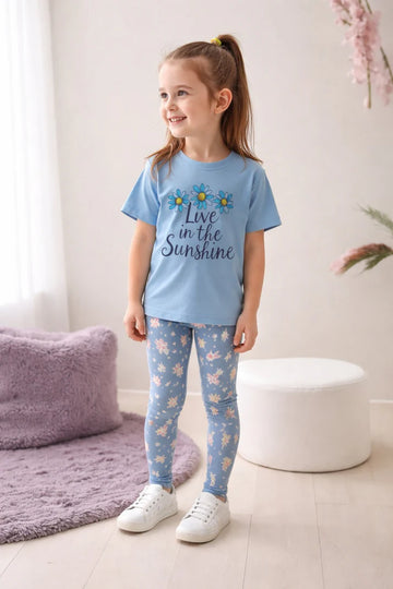 Sky blue live in the sunshine printed kids night suit The Ultimate Kids Sleep Suit (OM-413)