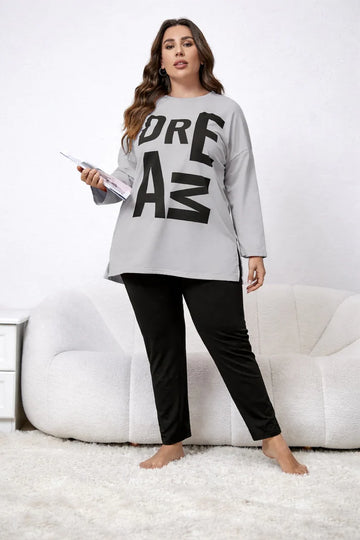 Grey Dreams long Shirt with black trouser The Ultimate Dream Wear Sleep Suit (OM-182)