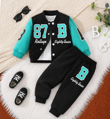 Black & Green Versity 87 Kids Winter Track Suit (OM-724) omii.pk