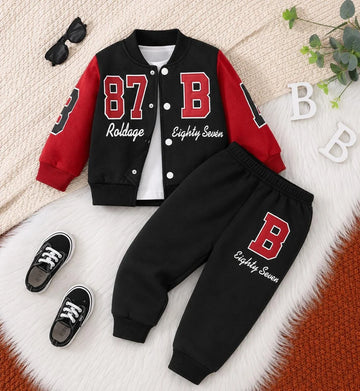 Black and Red Versity 87 Kids Winter Track Suit (OM-723) omii.pk