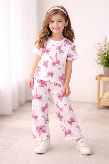 Girls White Pink Bow The Ultimate Kids Suit (OM-423)