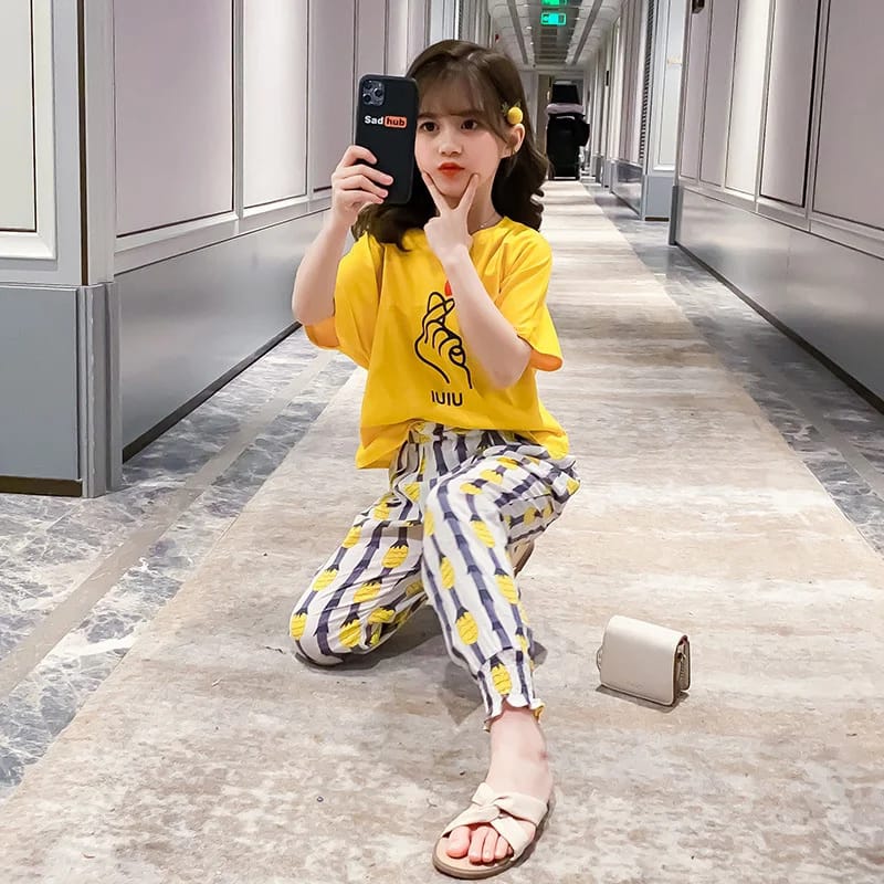 Love Print Half Sleeves T-shirt With Printed Pajama Night Suit for Kids (OM-207)