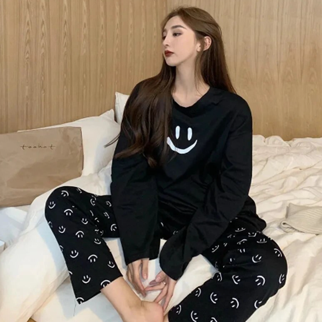 Black Smile Full Sleeves The Ultimate Dream wear Sleep Suit (OM-53)