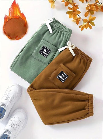 Kids Fleece Cotton Winter Jogger – Pack of 2  ( Brown-Green)