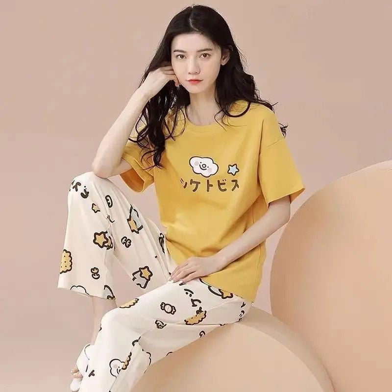 Yellow Printed The Ultimate Dream Wear Sleep Suit (OM-68)