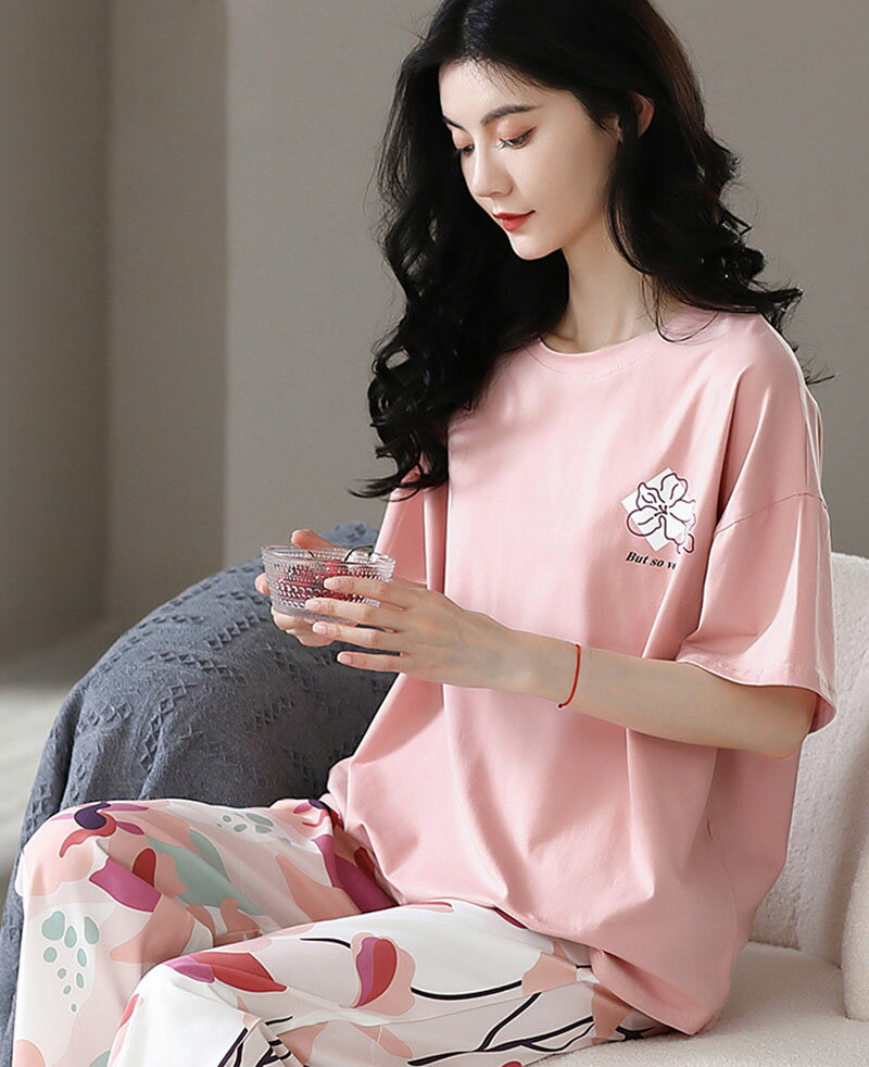 Pink Printed Half Sleeves Night Suit The Ultimate Dream Wear Sleep Suit (OM-119)